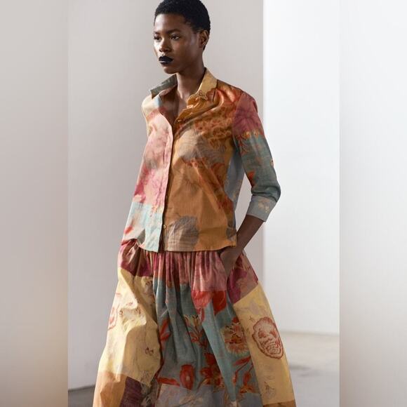 ZARA PRINTED MIDI SKIRT ZW COLLECTION - Picture 2 of 11